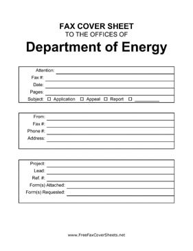 Department Of Energy Fax Cover Sheet