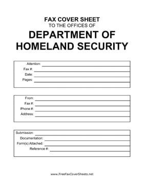 Department Of Homeland Security Fax Cover Sheet