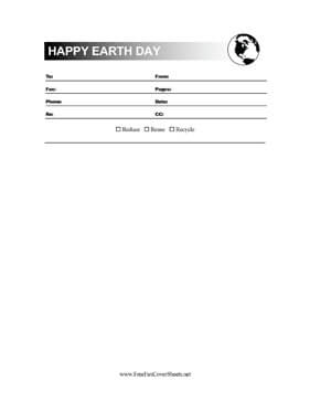 Earth Day Fax Cover Sheet