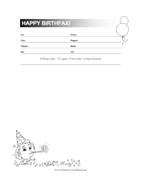 Happy Birthfax Fax Cover Sheet