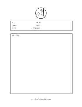 Small Monogram M Fax Cover Sheet