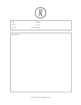 Small Monogram R Fax Cover Sheet