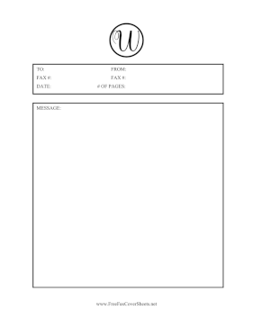 Small Monogram W Fax Cover Sheet